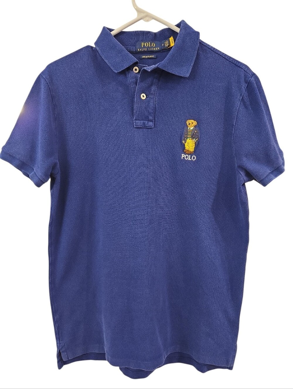 POLO RALPH LAUREN POLO BEAR CUSTOM SLIM FIT  POLO SHIRT. SIZE  MEDIUM  NAVY BLUE